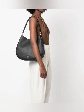 Ralph Lauren Brown Leather Shoulder Bag - Elegant Curved Hobo